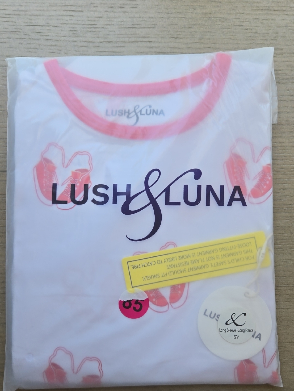 Lush & Luna BAMBOO RED Trim White Tee - Girls